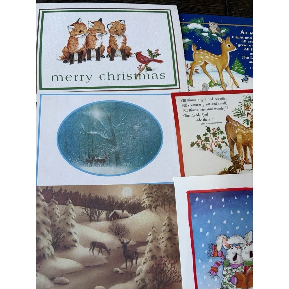 Vintage Animal Christmas Cards Fronts ONLY Scrapbooking Crafts Decoupage 50+